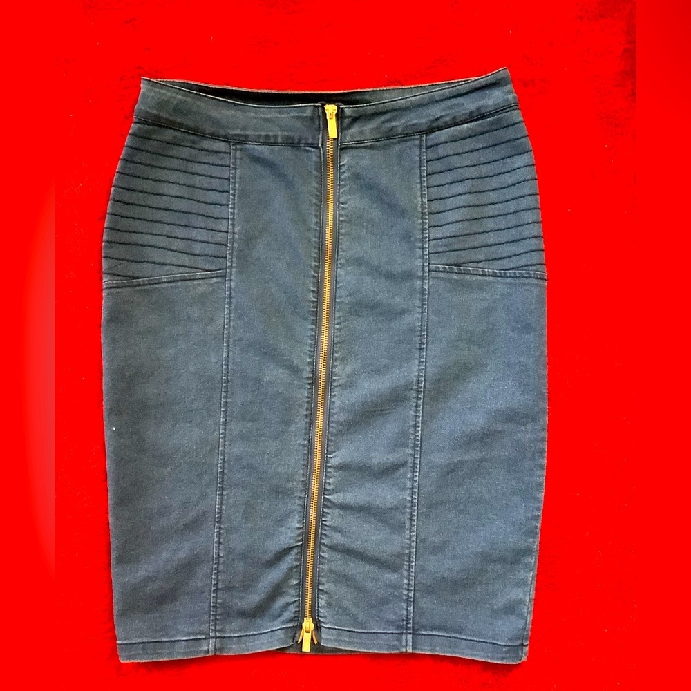 Denim pencil skirt